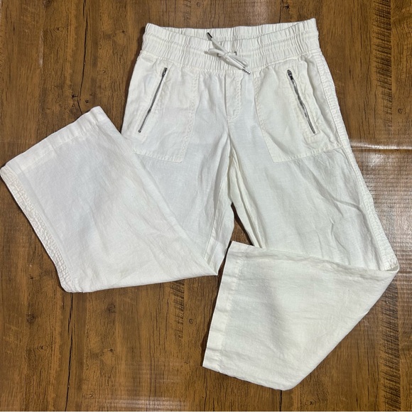 Athleta White Cabo Linen Wide Leg Pants 4P NWOT - Picture 2 of 16